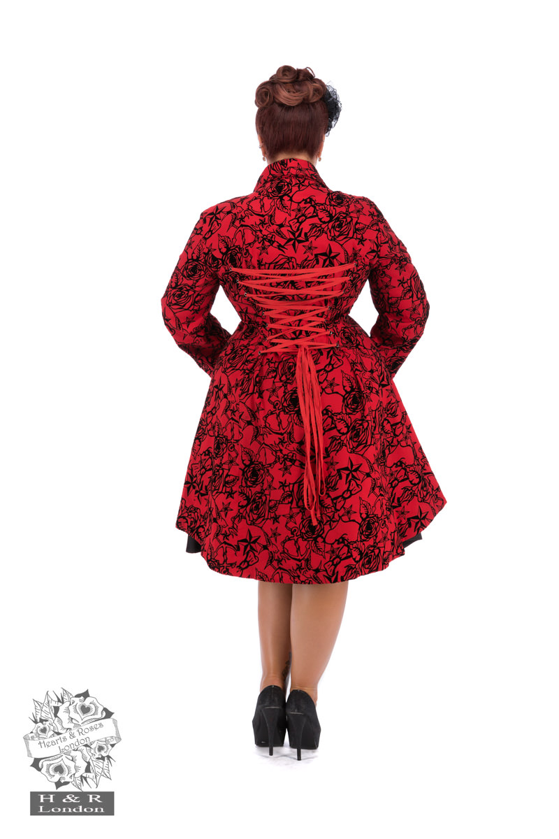 Red Flocked Tattoo Coat